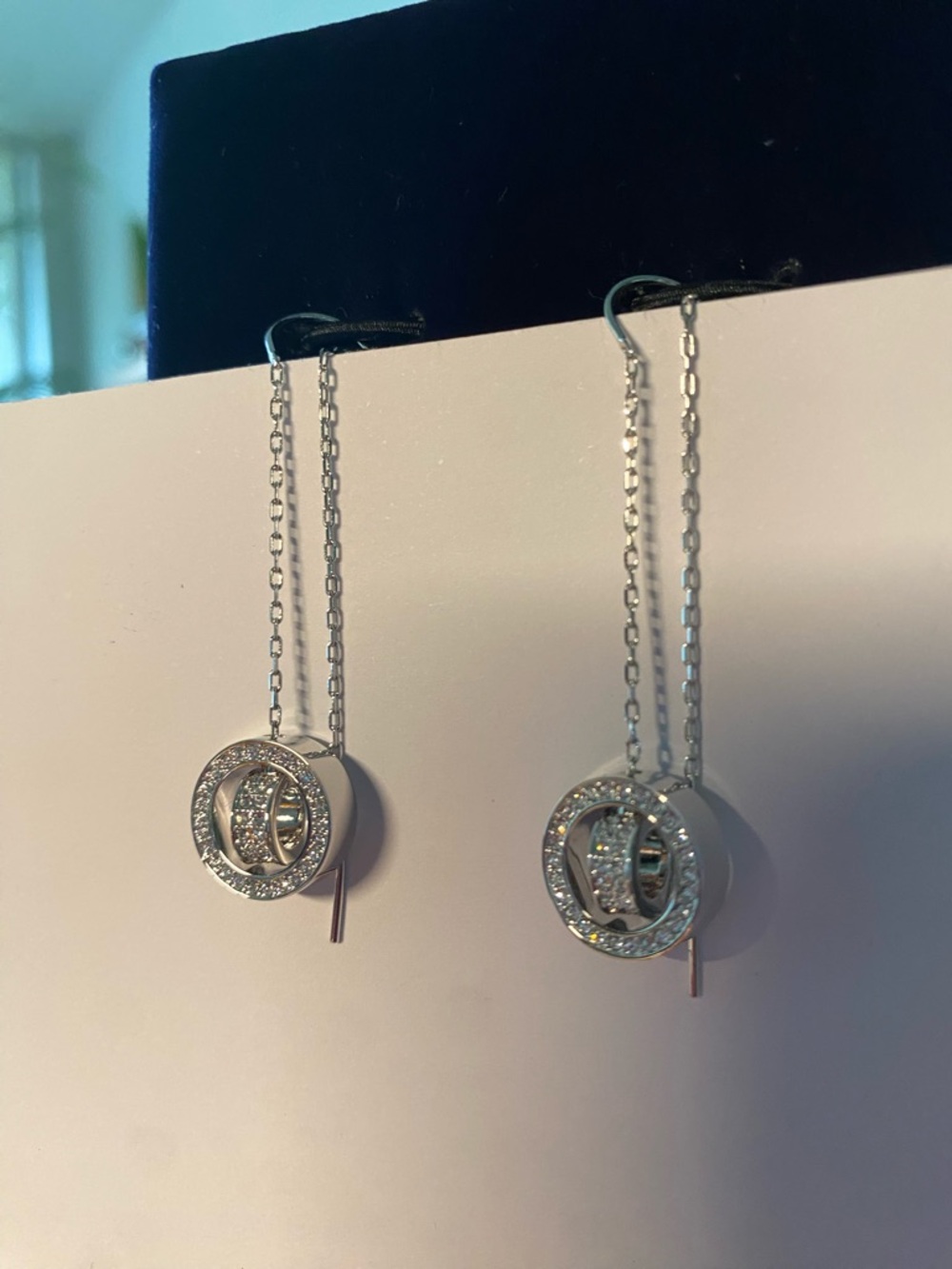 Swarovski Hollow rhodium plating long drop women's earrings 5636435 $150 - Picture 5 of 12